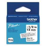 BROTHER Genuine P-Touch BTAG Label Tapes, 0.47" x 13.1 ft, White on Clear - BTAG135
