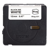 BROTHER Genuine P-Touch BTAG Label Tapes, 0.47" x 13.1 ft, Black on White - BTAG231