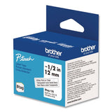 BROTHER Genuine P-Touch BTAG Label Tapes, 0.47" x 13.1 ft, White on Clear - BTAG135