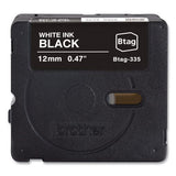 BROTHER Genuine P-Touch BTAG Label Tapes, 0.47" x 13.1 ft, White on Black - BTAG335