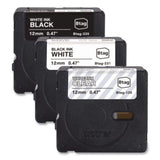 Genuine P-Touch BTAG Label Tapes, 0.47" x 13.1 ft, White on Clear, Black on White, White on Black, 3/Pack - BTAG3M01