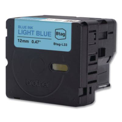 Genuine P-Touch BTAG Label Tapes, 0.47" x 13.1 ft, Blue on Light Blue - BTAGL33