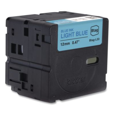 Genuine P-Touch BTAG Label Tapes, 0.47" x 13.1 ft, Blue on Light Blue - BTAGL33