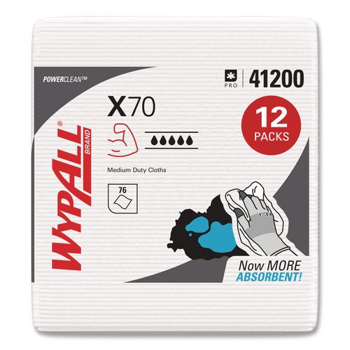 C2G X70 Cloths, 1/4 Fold, 12.5 x 12, White, 76/Pack, 12 Packs/Carton - 41200