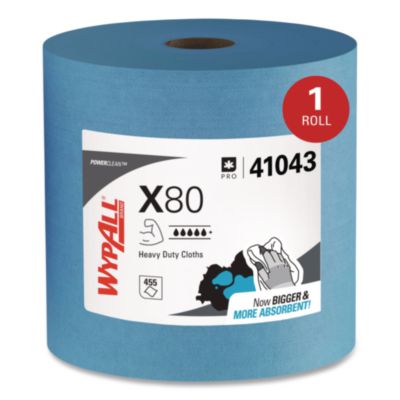 Power Clean X80 Heavy Duty Cloths, Jumbo Roll, 12.4 x 12.2, Blue, 455/Roll - 41043 C2G