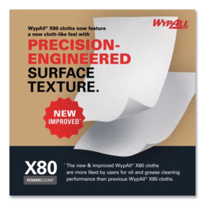 Power Clean X80 Heavy Duty Cloths, Jumbo Roll, 12.4 x 12.2, Blue, 455/Roll - 41043 C2G