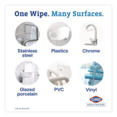 Hydrogen Peroxide Cleaner Disinfectant Wipes, 9 x 6.75, Unscented, White, 95/Canister, 6 Canisters/Carton - 30824