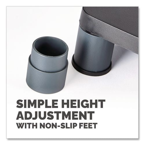 FELLOWES Standard Monitor Riser, 13.38" x 13.63" x 2" to 4", Graphite, Supports 60 lbs - 9169301