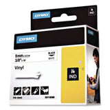 Rhino Permanent Vinyl Industrial Label Tape, 0.37" x 18 ft, White/Black Print - 18443