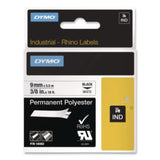 Rhino Permanent Poly Industrial Label Tape, 0.37" x 18 ft, White/Black Print - 18482