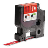 Rhino Permanent Vinyl Industrial Label Tape, 0.5" x 18 ft, Red/White Print - 1805416