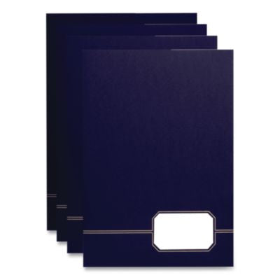 Monogram Executive Twin Pocket Folders, Accommodates (80) 11 x 8.5 Sheets, Blue/Gold, 4/Pack - 04162 C2G