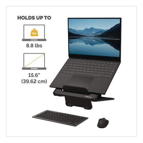 FELLOWES Breyta Laptop Stand, 9.25" x 10.55" x 0.55" to 8", Black, Supports Up to 8.8 lbs. - 100098500