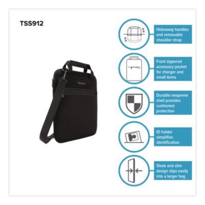 Slipcase Neoprene Laptop Sleeve, 12", 10.25 x 1.2 x 13.5, Black - TSS912