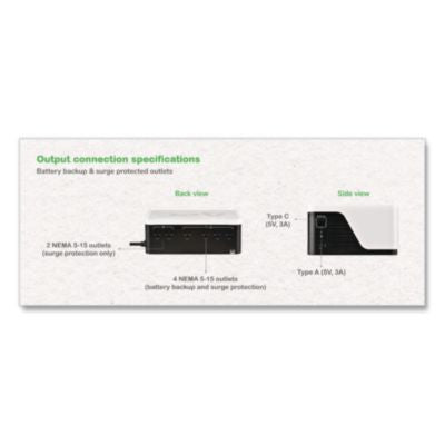 Back-UPS BE700G3 Battery Backup System, 6 Outlets, 700 VA, 490 J - BE700G3