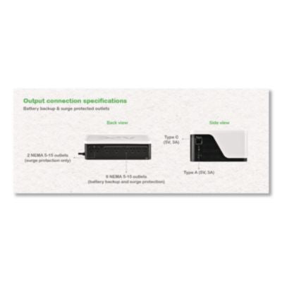 Back-UPS BE900G3 Battery Backup System, 8 Outlets, 900 VA, 490 J - BE900G3