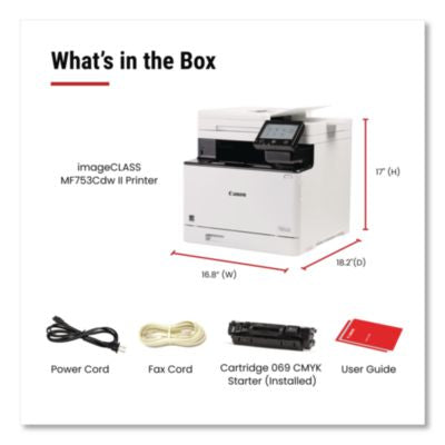 imageCLASS MF753Cdw II, Wireless Multifunction Laser Printer, Copy/Fax/Print/Scan - 7185C011