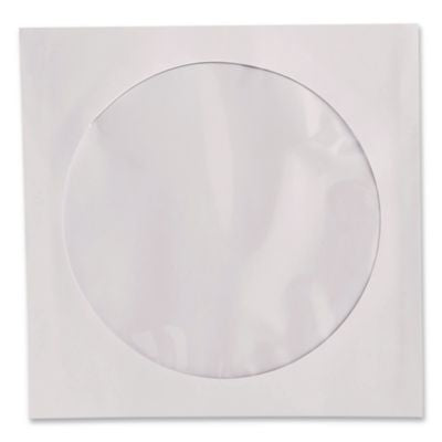 CD/DVD Sleeves, 1 Disc Capacity, Clear/White, 100/Box - 49976