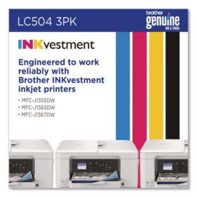 LC504 INKvestment Ink, 500 Page-Yield, Cyan/Magenta/Yellow, 3/Pack - LC5043PKS