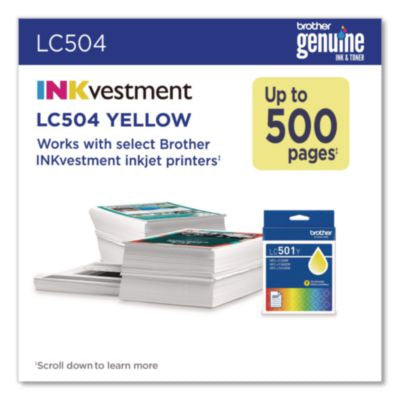LC504 INKvestment Ink, 500 Page-Yield, Yellow - LC504YS