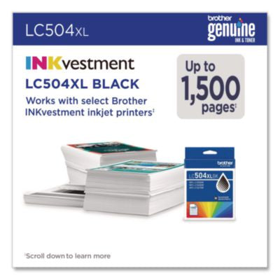 LC504 INKvestment, High-Yield Ink, 1,500 Page-Yield, Black - LC504XLBKS