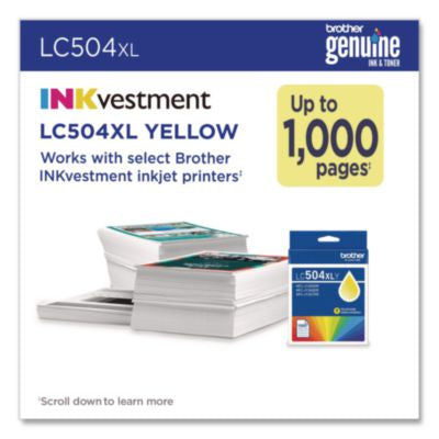 LC504 INKvestment, High-Yield Ink, 1,000 Page-Yield, Yellow - LC504XLYS