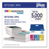 BTD180 INKvestment High-Yield Ink, 5,000 Page-Yield, Cyan/Magenta/Yellow, 3/Pack - BTD1803PKS