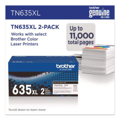 TN635XL High-Yield Toner, 7,500 Page-Yield, Black, 2/Pack - TN635XL2PK
