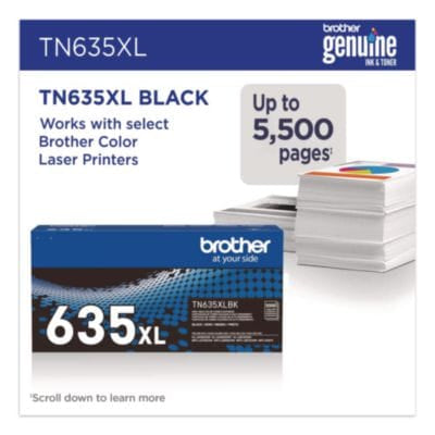 BROTHER Printer Consumables TN635XL High-Yield Toner, 5,500 Page-Yield, Black - TN635XLBK