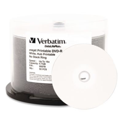 DVD-R DataLife Plus Printable Recordable Disc, 4.7 GB,16x, Spindle, White, 50/Pack - 95079