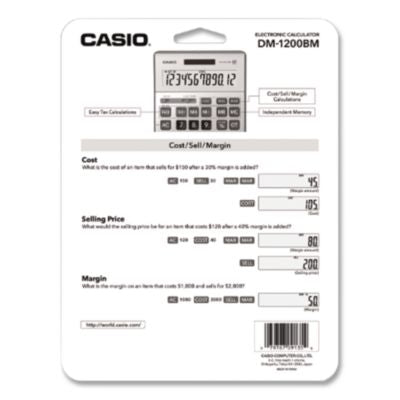 DM1200BM Desktop Calculator, 12-Digit LCD, Silver - DM-1200BM CASIO
