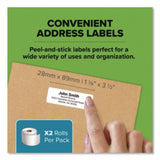 LabelWriter Address Labels, 1.12 x 3.5, White, 260 Labels/Roll, 2 Rolls/Pack - 30320
