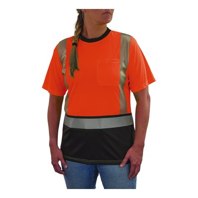 GloWear 8276BK Class 2 Women's Performance Hi-Vis T-Shirt with Black Bottom, Small, Orange - 22322 C2G