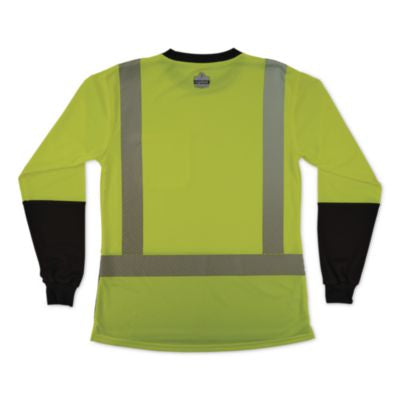 GloWear 8278BK Class 2 Women's Performance Hi-Vis Long Sleeve T-Shirt with Black Bottom, Small, Lime - 22332 C2G