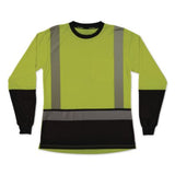 GloWear 8278BK Class 2 Women's Performance Hi-Vis Long Sleeve T-Shirt with Black Bottom, Small, Lime - 22332 C2G