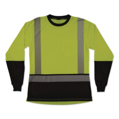 GloWear 8278BK Class 2 Women's Performance Hi-Vis Long Sleeve T-Shirt with Black Bottom, Small, Lime - 22332 C2G