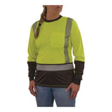 GloWear 8278BK Class 2 Women's Performance Hi-Vis Long Sleeve T-Shirt with Black Bottom, X-Large, Lime - 22335