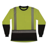 GloWear 8278BK Class 2 Women's Performance Hi-Vis Long Sleeve T-Shirt with Black Bottom, X-Large, Lime - 22335