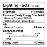 Incandescent A15 Light Bulb for Kitchen Appliances, 40 W, 120 V, Clear - 15206 C2G