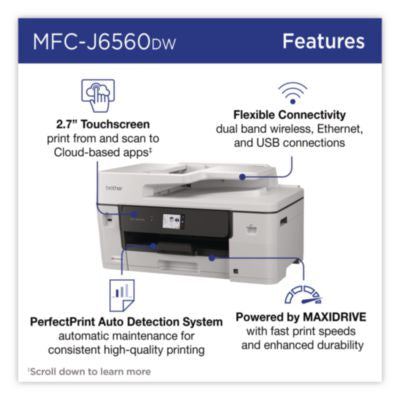 MFC-J6560DW INKvestment AIO Printer, Copy/Fax/Print/Scan - MFCJ6560DW