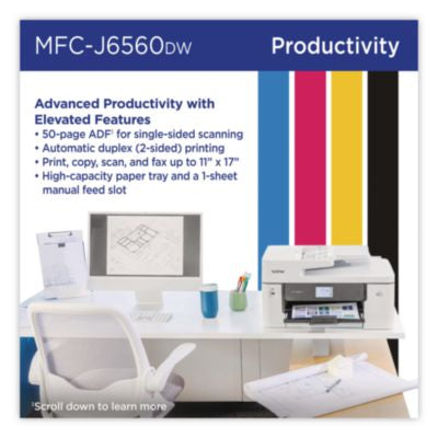 MFC-J6560DW INKvestment AIO Printer, Copy/Fax/Print/Scan - MFCJ6560DW