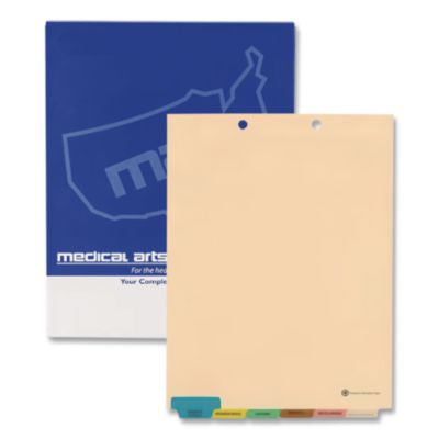 6-Tab Medical Chart Indexes, Bottom Tab, Assorted Medical, Manila, 65/Box - 33157