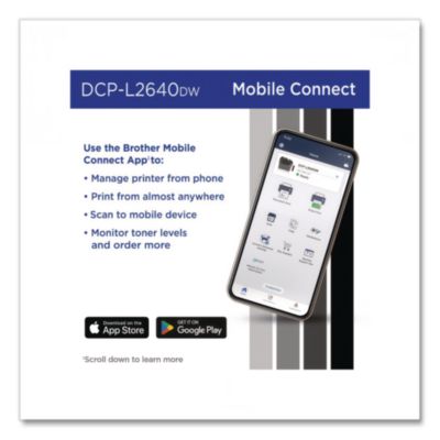 DCP-L2640DW Wireless Compact Monochrome Multifunction Laser Printer, Copy/Print/Scan - DCPL2640DW