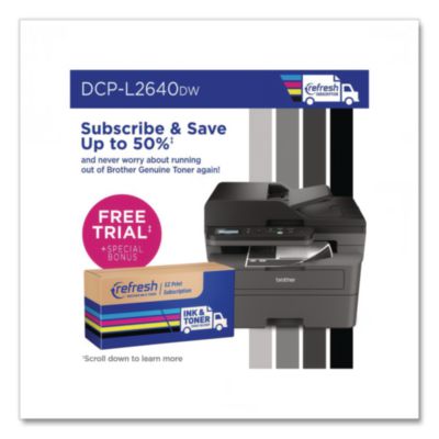DCP-L2640DW Wireless Compact Monochrome Multifunction Laser Printer, Copy/Print/Scan - DCPL2640DW