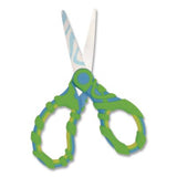 Vibez Student Scissors, Pointed Tip, 5" Long, 2.25" Cut Length, Straight Green/Blue Handle - 00858 C2G