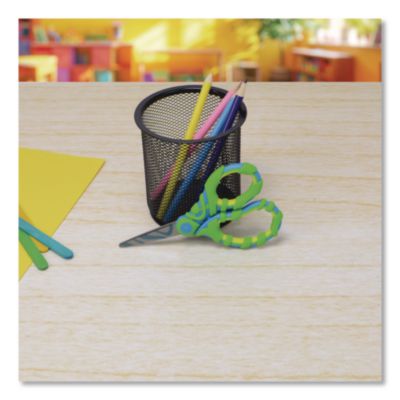 Vibez Student Scissors, Pointed Tip, 5" Long, 2.25" Cut Length, Straight Green/Blue Handle - 00858 C2G