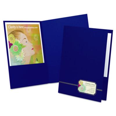 Monogram Executive Twin Pocket Folders, Accommodates (80) 11 x 8.5 Sheets, Blue/Gold, 4/Pack - 04162 C2G