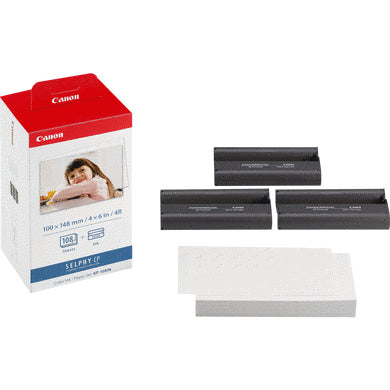 Canon (KP-108IN) Black and Color Ink Cartridge & Photo Paper - 3115B001