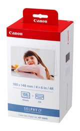 Canon (KP-108IN) Black and Color Ink Cartridge & Photo Paper - 3115B001
