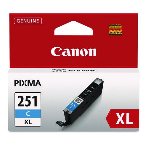 CANON  (CLI-251XL) ChromaLife100+ High-Yield Ink, 695 Page-Yield, Cyan - 6449B001